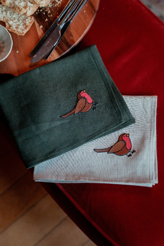 Wee Robin Irish Linen Tea Towel
